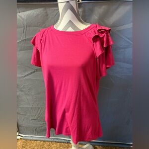 Women's Ruffle Sleeve Top - Hot Pink
